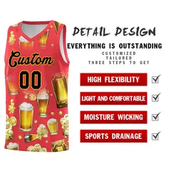 Light Red Beer Bubble National Beer Day Basketball Jersey 5