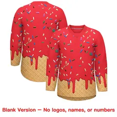 Light Red Black Ice Cream Pattern V-Neck Hockey Jersey 7