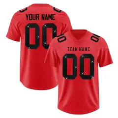 Light Red Black Sequin Lettering Stretch Football Jersey 1