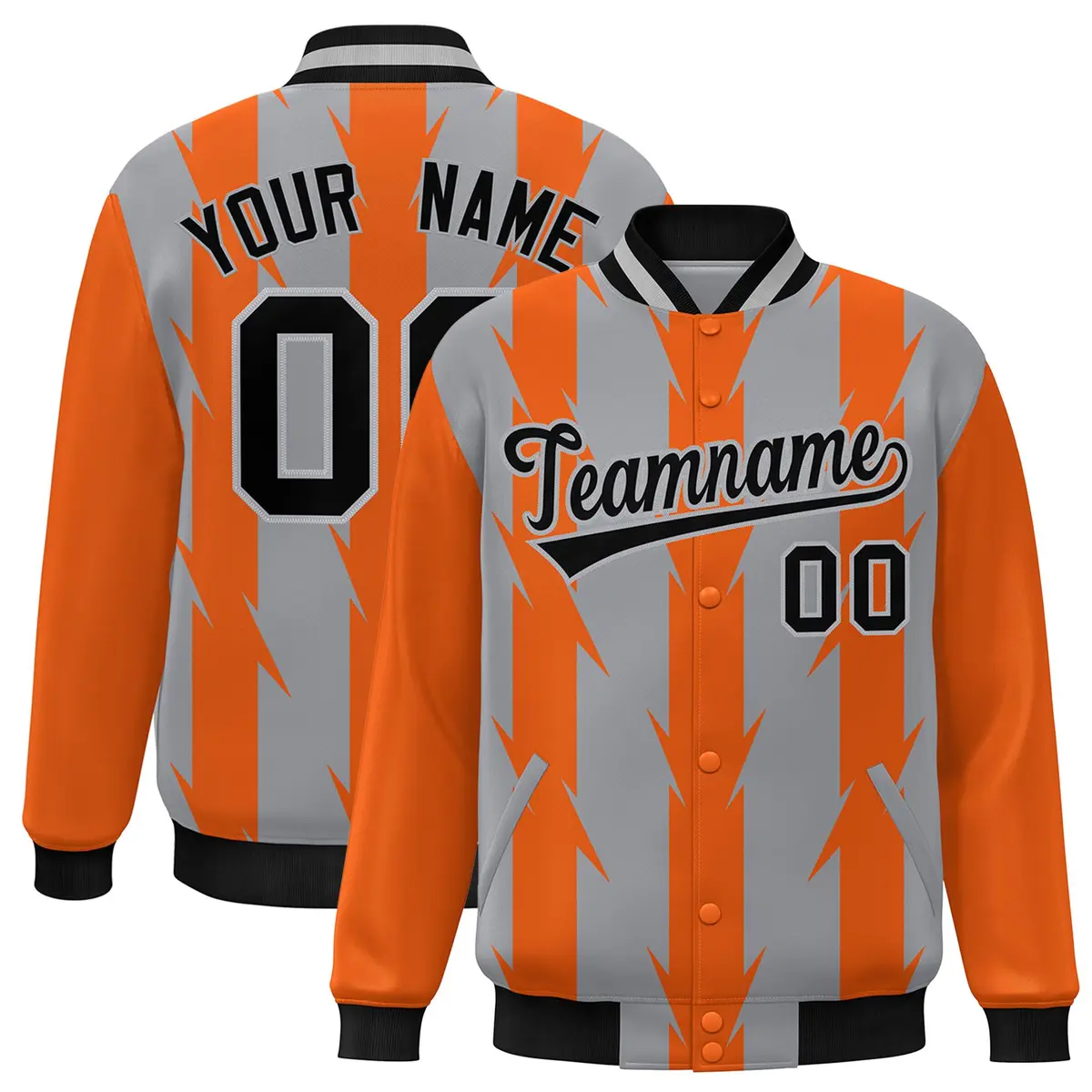 Light Red Blade Pattern Raglan Varsity Letterman Baseball Jacket
