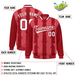 Light Red Blade Pattern Raglan Varsity Letterman Baseball Jacket 2
