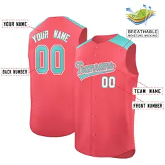 Light Red Bright Green Classic Sleeveless Baseball Jersey 2