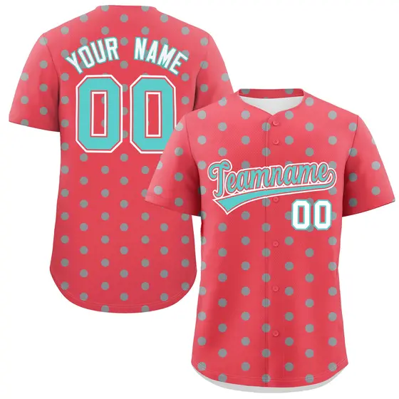 Light Red Bright Green Polka Dot Graffiti Baseball Jersey