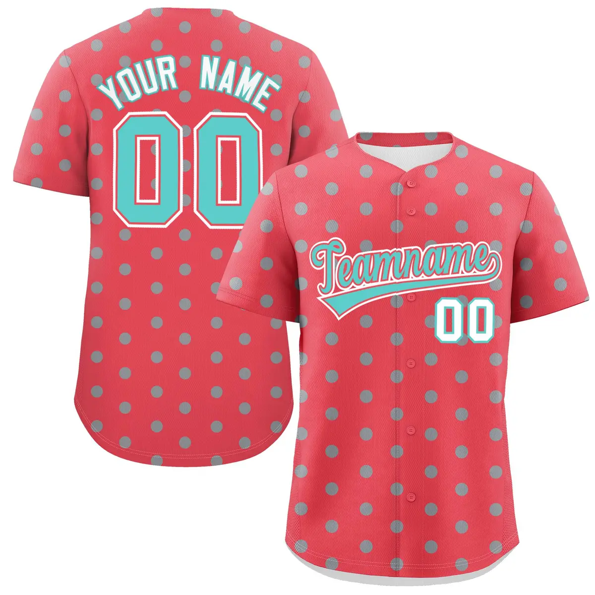 Light Red Bright Green Polka Dot Graffiti Baseball Jersey
