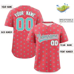 Light Red Bright Green Polka Dot Graffiti Baseball Jersey 2