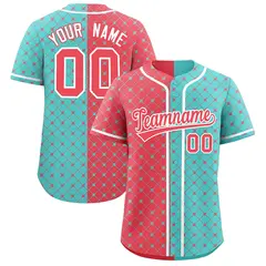 Light Red Bright Green Split Plaid Authentic Baseball Jersey