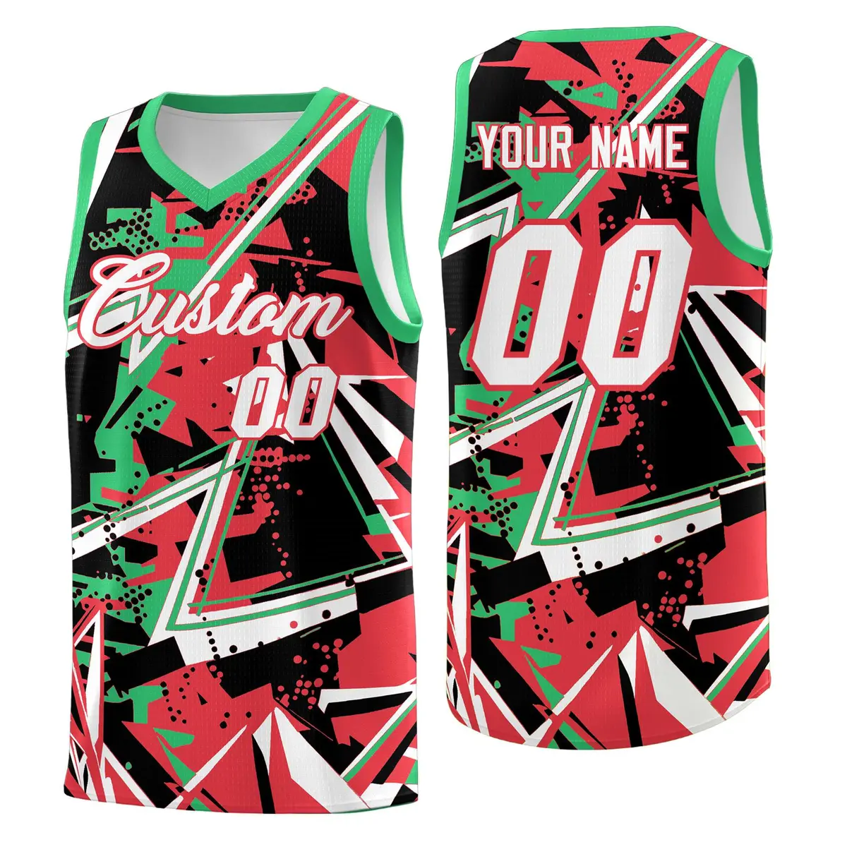 Light Red Green Abstract Graffiti Uniform Basketball Jersey