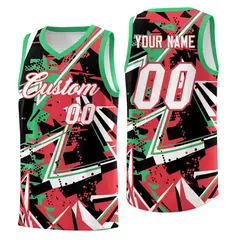 Light Red Green Abstract Graffiti Uniform Basketball Jersey 1