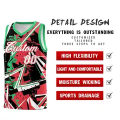 Light Red Green Abstract Graffiti Uniform Basketball Jersey 2