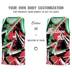 Light Red Green Abstract Graffiti Uniform Basketball Jersey 3