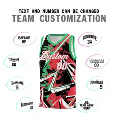 Light Red Green Abstract Graffiti Uniform Basketball Jersey 4