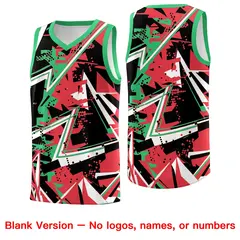 Light Red Green Abstract Graffiti Uniform Basketball Jersey 6