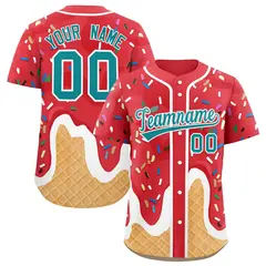 Light Red Ice Cream Cone Graffiti Fashion Baseball Jersey