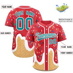 Light Red Ice Cream Cone Graffiti Fashion Baseball Jersey 2