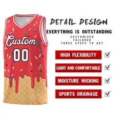Light Red Ice Cream Element Pattern Basketball Kits 2
