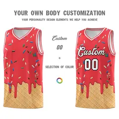 Light Red Ice Cream Element Pattern Basketball Kits 3