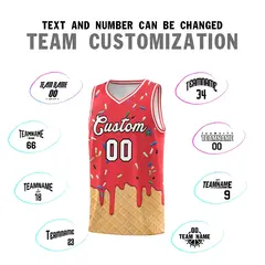 Light Red Ice Cream Element Pattern Basketball Kits 4