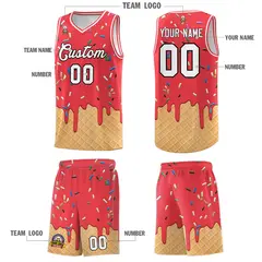 Light Red Ice Cream Element Pattern Basketball Kits 5