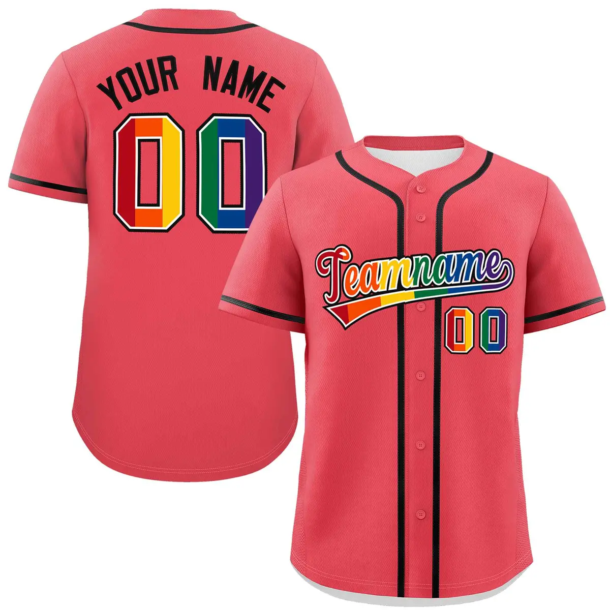 Light Red LGBT Rainbow Pride Month Baseball Jersey