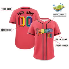 Light Red LGBT Rainbow Pride Month Baseball Jersey 2