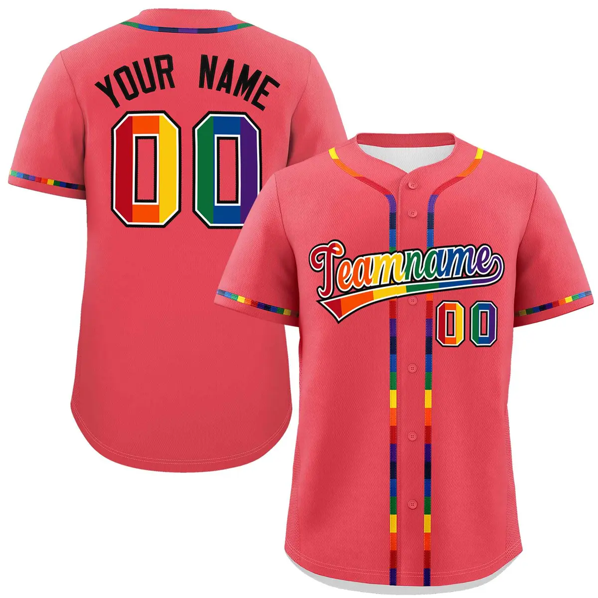 Light Red LGBT Rainbow Pride Month Baseball Jersey