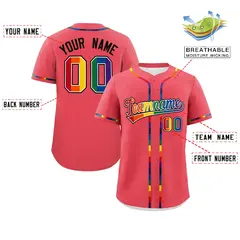 Light Red LGBT Rainbow Pride Month Baseball Jersey 2