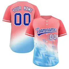 Light Red Light Blue Royal-White Gradient Baseball Jersey