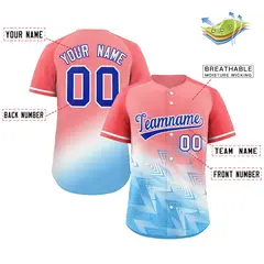 Light Red Light Blue Royal-White Gradient Baseball Jersey 2