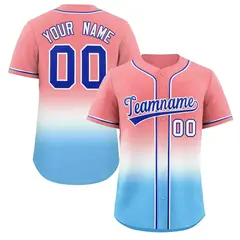 Light Red Light Blue Royal-White Gradient Baseball Jersey