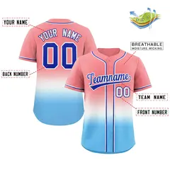 Light Red Light Blue Royal-White Gradient Baseball Jersey 2