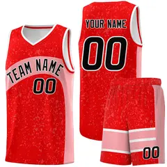 Light Red Light Pink Dot Graffiti Irregular Pattern Basketball Jersey 1