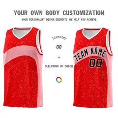 Light Red Light Pink Dot Graffiti Irregular Pattern Basketball Jersey 3