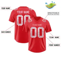Light Red Light Pink Sequin Lettering Football Jersey 2