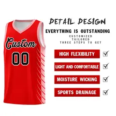 Light Red Light Pink Side Symmetrical Line Pattern Basketball Jersey 2