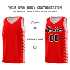 Light Red Light Pink Side Symmetrical Line Pattern Basketball Jersey 3