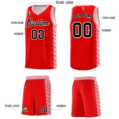 Light Red Light Pink Side Symmetrical Line Pattern Basketball Jersey 5