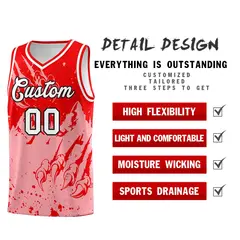 Light Red Light Pink Snow Mountain Beast Pattern Basketball Jersey 2