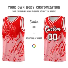 Light Red Light Pink Snow Mountain Beast Pattern Basketball Jersey 3