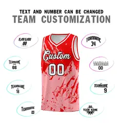 Light Red Light Pink Snow Mountain Beast Pattern Basketball Jersey 4