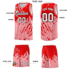 Light Red Light Pink Snow Mountain Beast Pattern Basketball Jersey 5