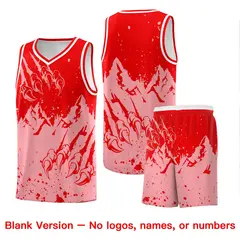 Light Red Light Pink Snow Mountain Beast Pattern Basketball Jersey 7