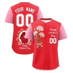 Light Red Light Pink White Mother's Day Baseball Jersey 1