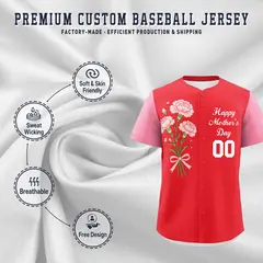 Light Red Light Pink White Mother's Day Baseball Jersey 3