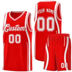 Light Red Light Pink-White Ribbon Pattern Basketball Kits 1