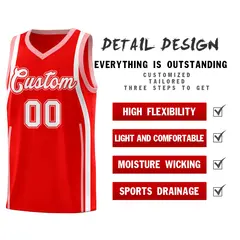 Light Red Light Pink-White Ribbon Pattern Basketball Kits 2