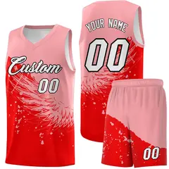 Light Red Light Pink Wing Pattern Basketball Jersey 1