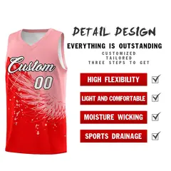 Light Red Light Pink Wing Pattern Basketball Jersey 2