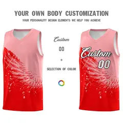 Light Red Light Pink Wing Pattern Basketball Jersey 3
