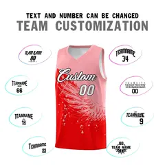 Light Red Light Pink Wing Pattern Basketball Jersey 4