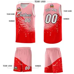 Light Red Light Pink Wing Pattern Basketball Jersey 5